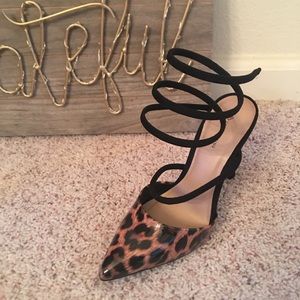 New Sexy Leopard Pumps with Spiral Straps Up Ankle